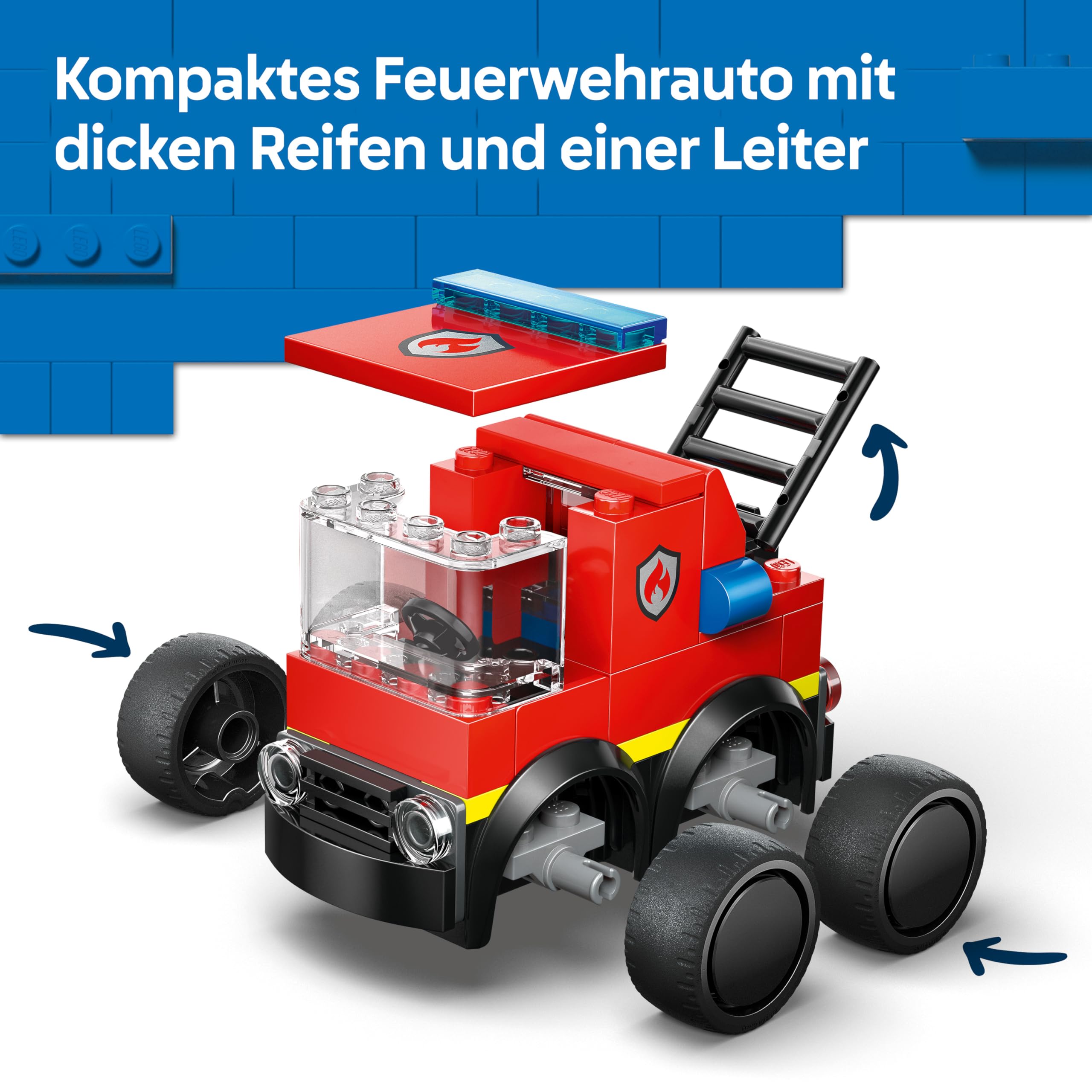 LEGO City Coole Flitzer – Löschauto - Spielzeug Feuerwehrwagen - Bauset für Fahrzeuge mit Junior Feuerwehrmann Minifigur - Mitgebsel für Partys - Kleines Geschenk für Jungen ab 5 Jahren - 60482 5