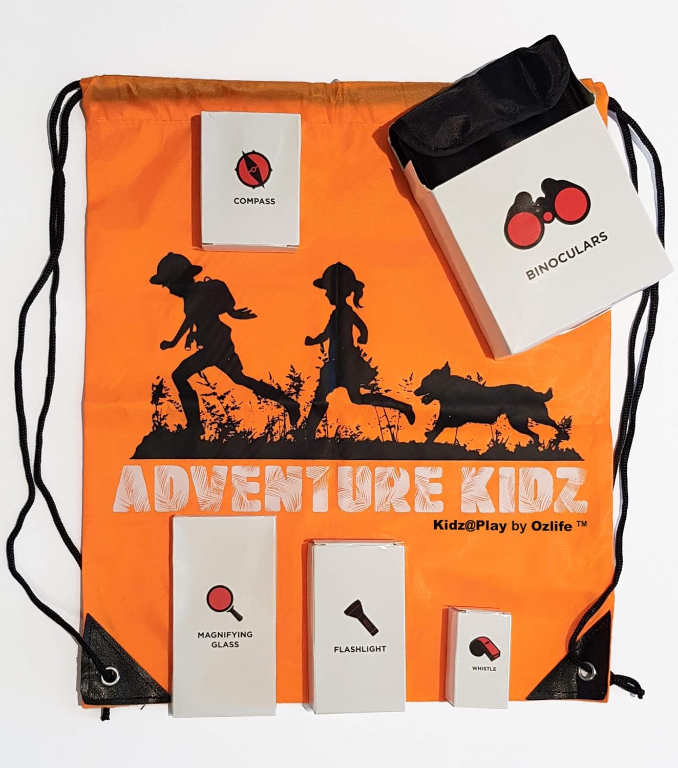 Adventure Kidz - Outdoor Exploration Kit, Children’s Toy Binoculars, Flashlight, Compass, Whistle, Magnifying Glass, Backpack. Great Kids Gift Set for Camping, Hiking, Educational and Pretend Play.: Toys & Games