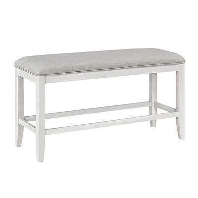 Standard Furniture Kyle Light Upholstered Counter Height Bench, White