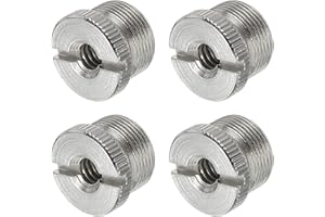PATIKIL Mic Stand Adapter 1/4 Female to 5/8 Male Iron Mic Screw Adapter for Microphone Tripod Stand Silver 4 Pack