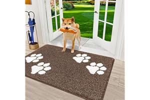 Vaukki Indoor Doormat Entryway Door Mat, Non Slip Absorbent Mud Trapper Mats, Low-Profile Inside Floor Mats, Soft Washable Small Mats Door Carpet for Entryway (Khaki, 20''x32'')