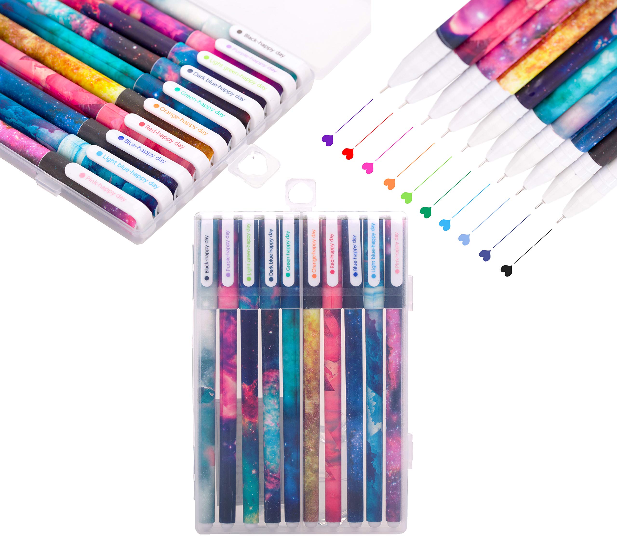 Lazyaunti Color Pen Set, Gel Ink Fineliner Pens Assorted Colors Pens Sketch Drawing Pen for Coloring Book, Bullet Journal and Art Projects (Galaxy)