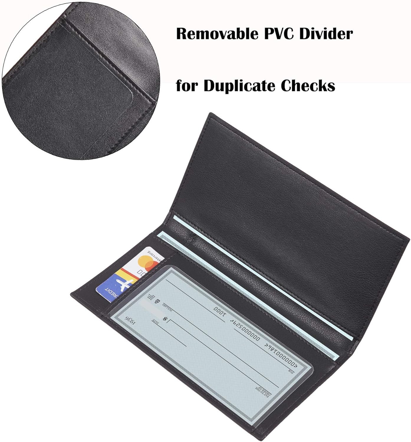 Casmonal Genuine Leather Checkbook Cover For Men & Women Checkbook Holder Wallet RFID Blocking(Black) at  Women’s Clothing store