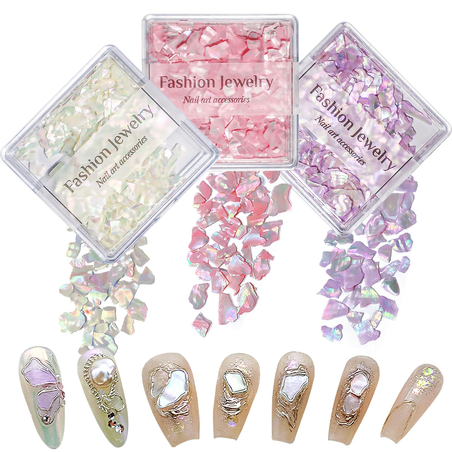 CHANGAR 3D Aurora Polished Colorful Abalone Seashell Slices - Natural Color Ultrathin Shell Nail Art Decoration Accessories