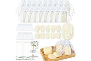 Heigble 50 Sets Baptism Party Favors for Guests Baptism Soap Bulk Angel Shaped Soap with Thank You Gift Tags and Organza Bags for Religious Christian Christening Communion Wedding Bridal Baby Shower