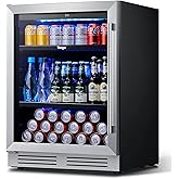 Yeego Beverage Refrigerator Cooler - 24 inch 180 Cans Mini Fridge with Glass Door, 34-54 ℉ Under Counter Refrigerator Built-i