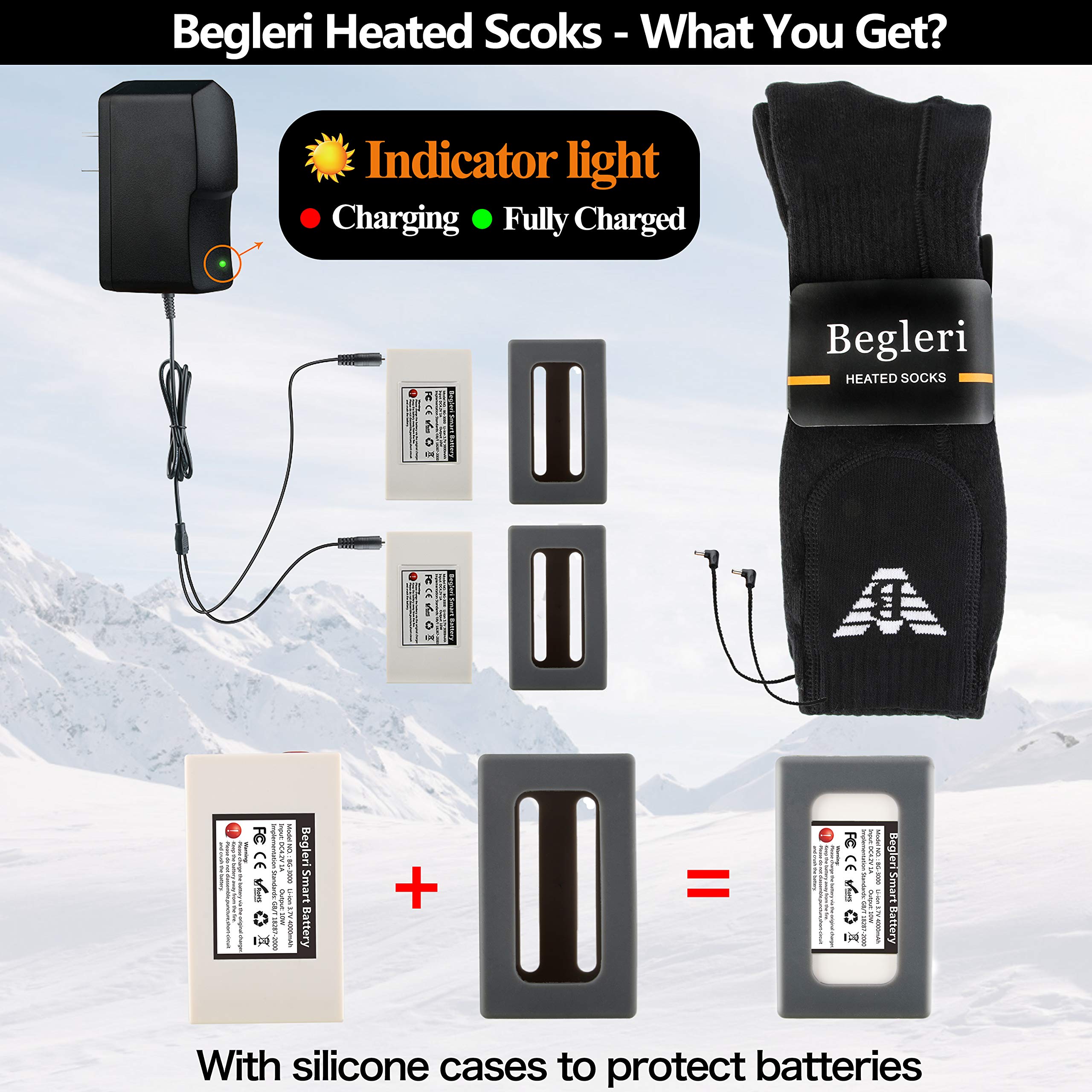 NiUB5 Heated Socks for Men & Women,Electric Heated Socks,Battery Heated Socks for Camping/Fishing/Cycling/Motorcycling/Skiing