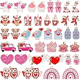 MARFOREVER 40 Pcs/20 Pairs Valentines Charms for Jewelry Making, Heart Charms for Jewelry Making Gold Enamel Red Pink Romantic Love Charm Pendants for Valentine's Day Bracelet Necklace Earrings Making