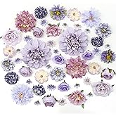 SOMYTING Artificial Flowers Heads Combo Purple Flowers Mix Silk Flowers Fake Dahlia Rose Flowers for Graduation Cap DIY Wedding Bridal Bouquets Crafts Floral Arrangement Home Decor (Purple)