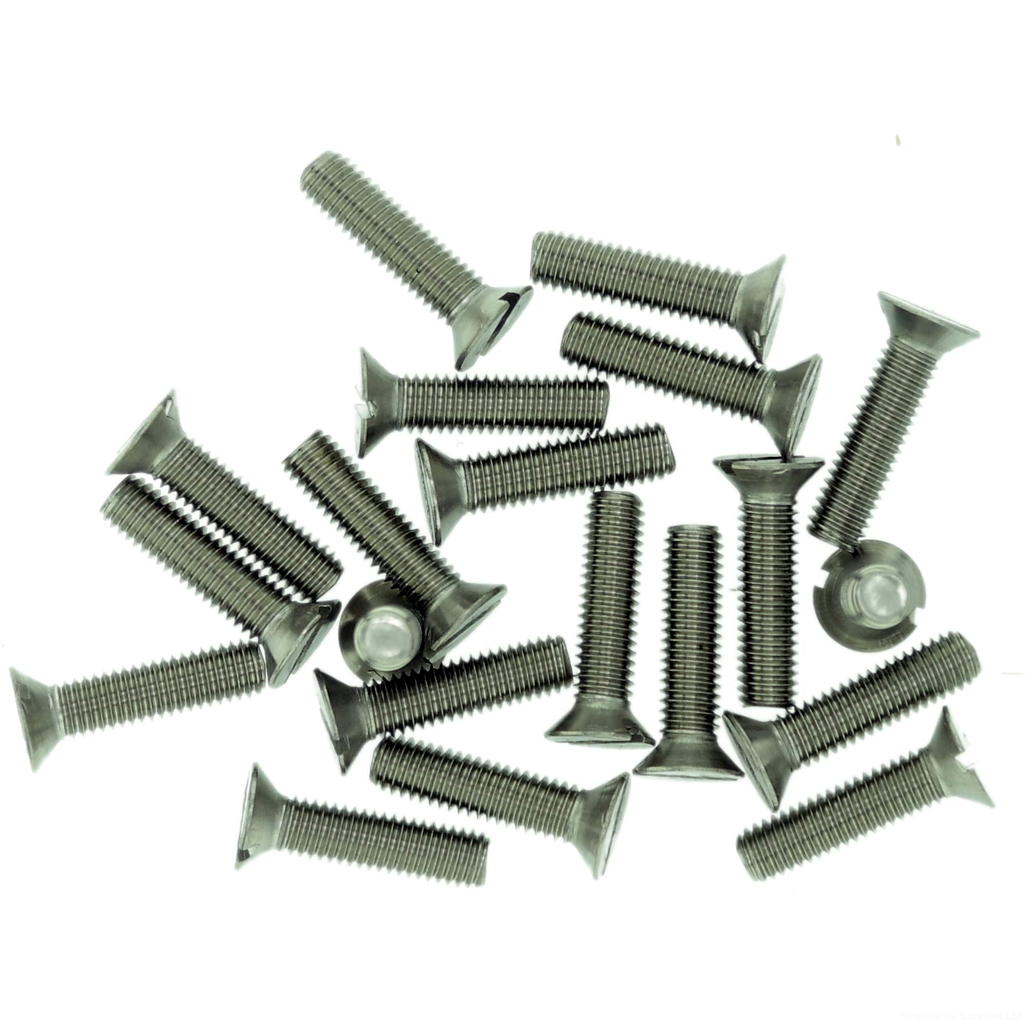 M5 (5mm x 28mm) Slot Countersunk Machine Screw (Bolt) - Stainless Steel (A2) (Pack of 20)