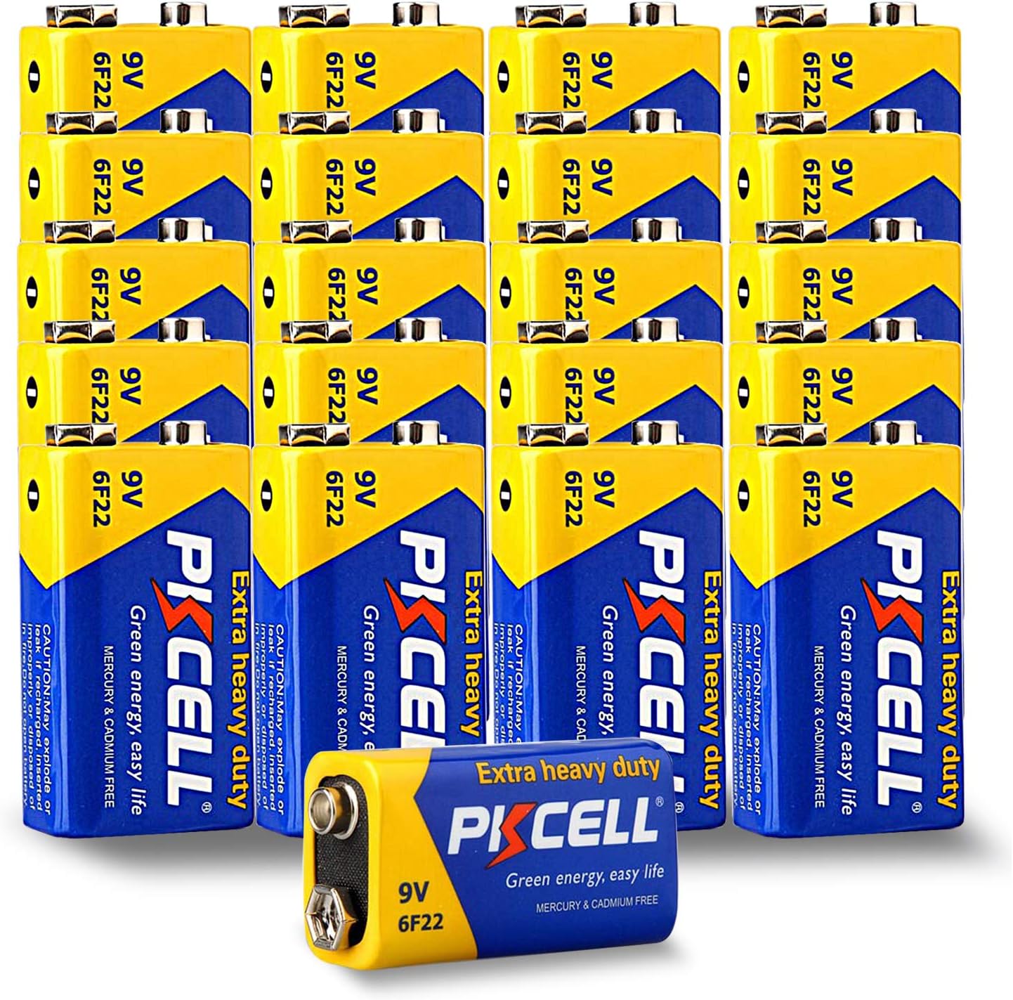 PKCELL 100 Count 9V 6F22 Dry Battery Long Lasting All-Purpose 9 Volt Battery: Home Audio & Theater