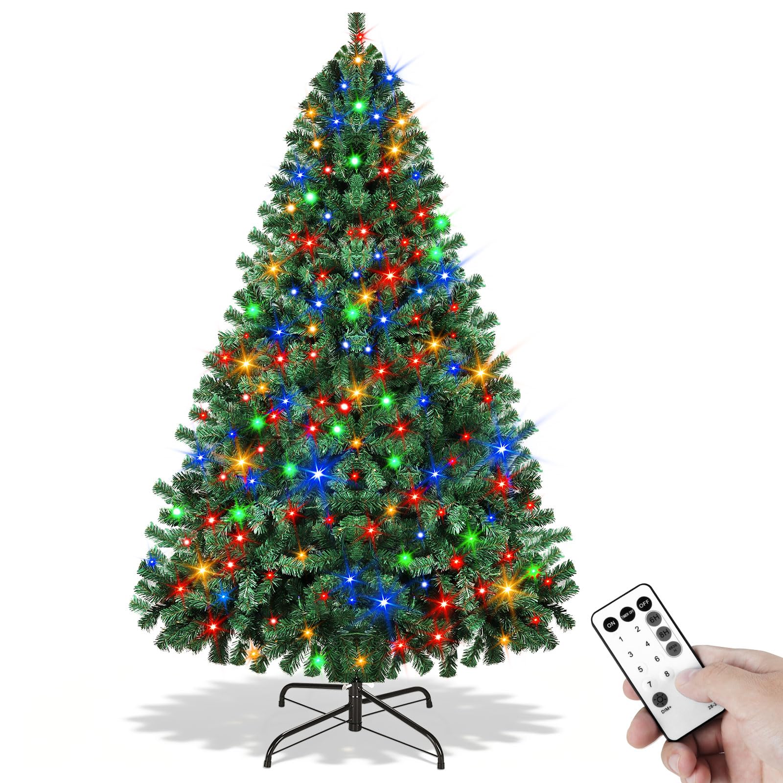 Photo 1 of ***DOESN'T LIGHT UP**** Prelit Christmas Tree 6ft with Remote Control, 8 Light-Modes Artificial Christmas Trees with Lights, Xmas Tree with 1000 Thick Branch Tips & 250 Lights, Easy Assembly Holiday Décor for Home