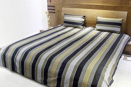 AURAVE Multicolor Stripes Mercerised Cotton Bedcover - King Size, 108 X 108 Inch, DN9132