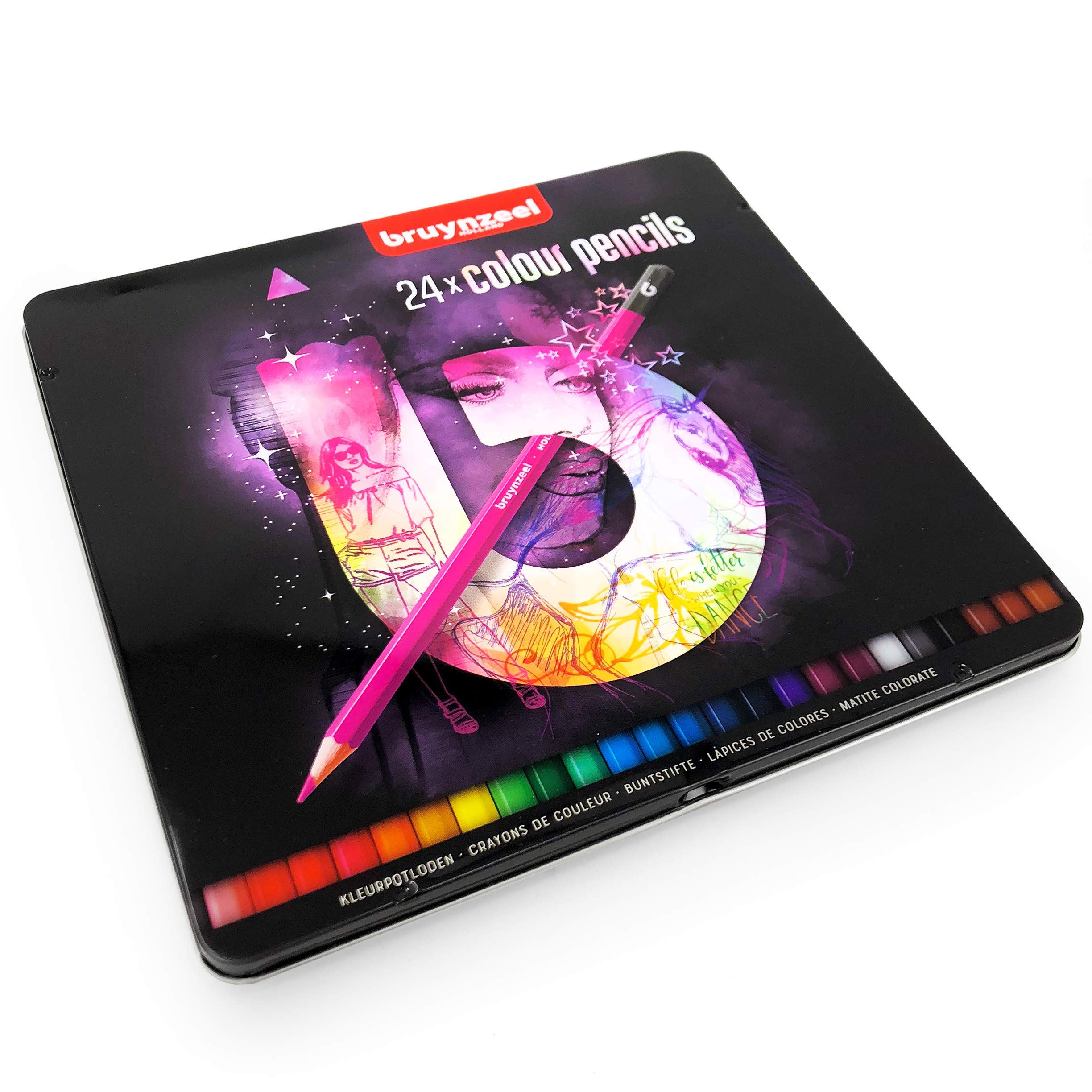 Bruynzeel Colouring Pencils - 24 Colours in Metal Gift Tin - Pink Edition