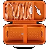 Supmay Hard Carrying Case for Sony ULT Field 1 Waterproof Portable Bluetooth Speaker, Wireless Portable Speaker Protection Case with Mesh Pocket for Charging Cables, Black+Orange