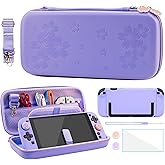 FANPL Case bundle for Nintendo Switch 2 Accessories, Carrying Cover for Switch 2 and JoyCon Controller with Hard Protective Skin and Screen protector, 4 Thumb Grips, Shoulder Strap (Sakura Purple)