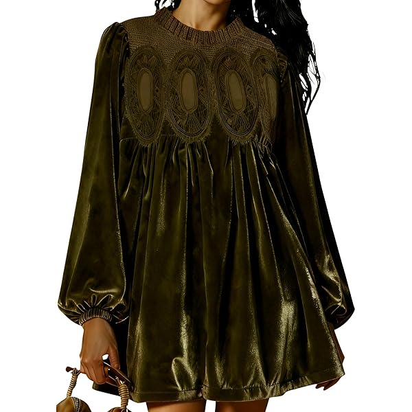 KOJOOIN Womens Velvet Bow Tie Neck Long Sleeve High Waist Casual Loose Swing Ruffle A-line Mini Dresses Yellow XL at Amazon Women's Clothing store KOJOOIN Womens Velvet Bow Tie Neck Long Sleeve High Waist Casual Loose Swing Ruffle A-line Mini Dresses Yellow XL at Amazon Women's Clothing store