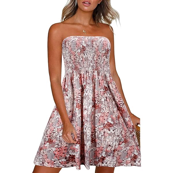 Florynova Sommerkleid Für Frauen – ärmelloses Strandkleid Mit Röhrentop, A-Linie, Elastisch – Als Beach Coverup Oder Partykleid