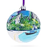 Thailand Beach Glass Ball Christmas Ornament 4 Inches