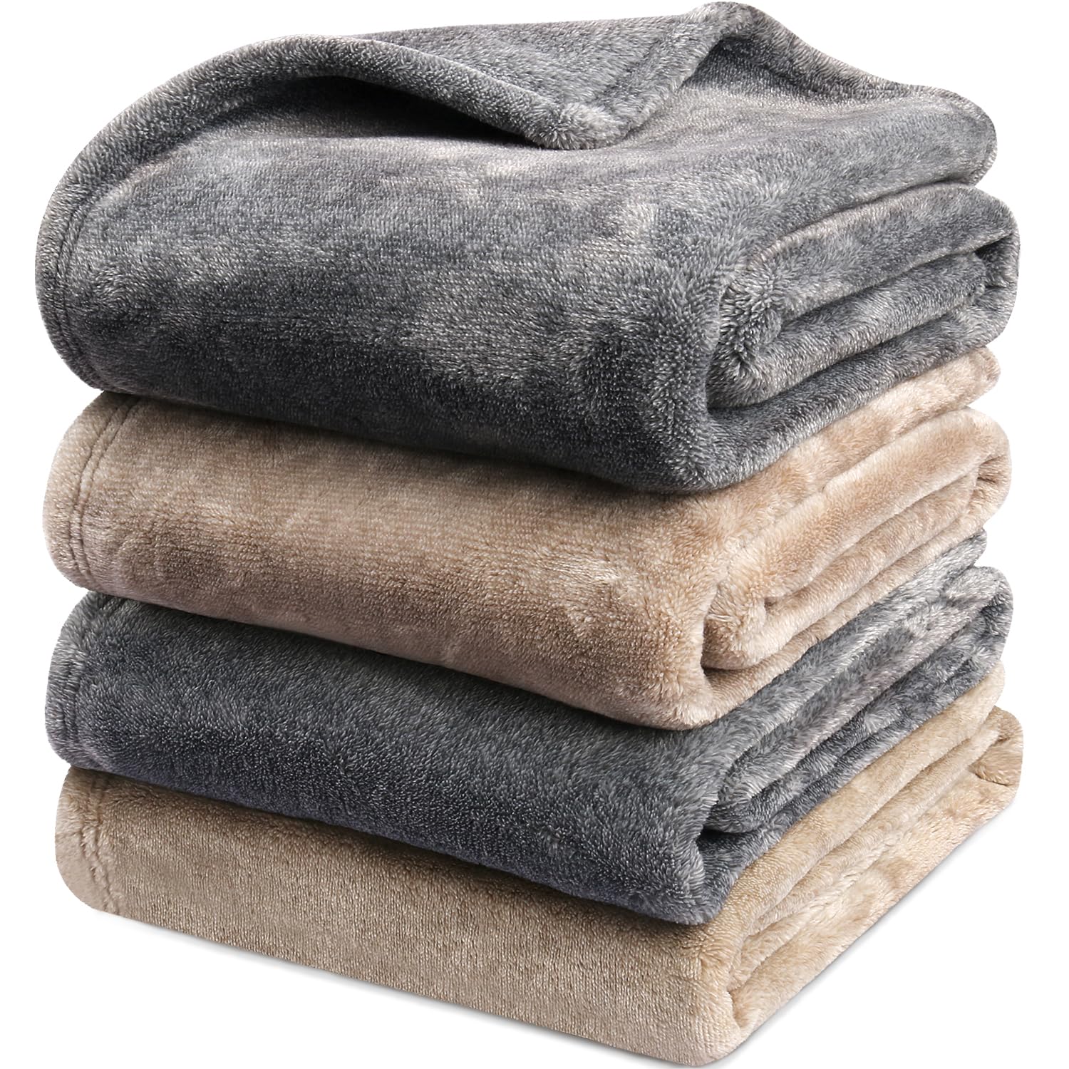 Photo 1 of Onarway Dog Blanket Washable for Puppy: 4 Packs Dog Blankets 28”x20” - Fluffy Soft Small Throw for Cat Puppy Kitten Dogs - Fleece Pet Blankets for Bed Sofa Car and Indoor - Grey and Khaki