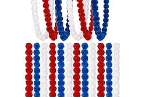 Greentime 3Pcs Fourth of July Decoration Red White Blue Garland 5FT for Independence Day Festival Patriotic garland Golf Cart Decorations Indoor Outdoor Garland