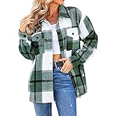 SHEJIZE Women's Casual Shacket Jacket Plaid Shirts Flannel Blouses Button-Down Shirts