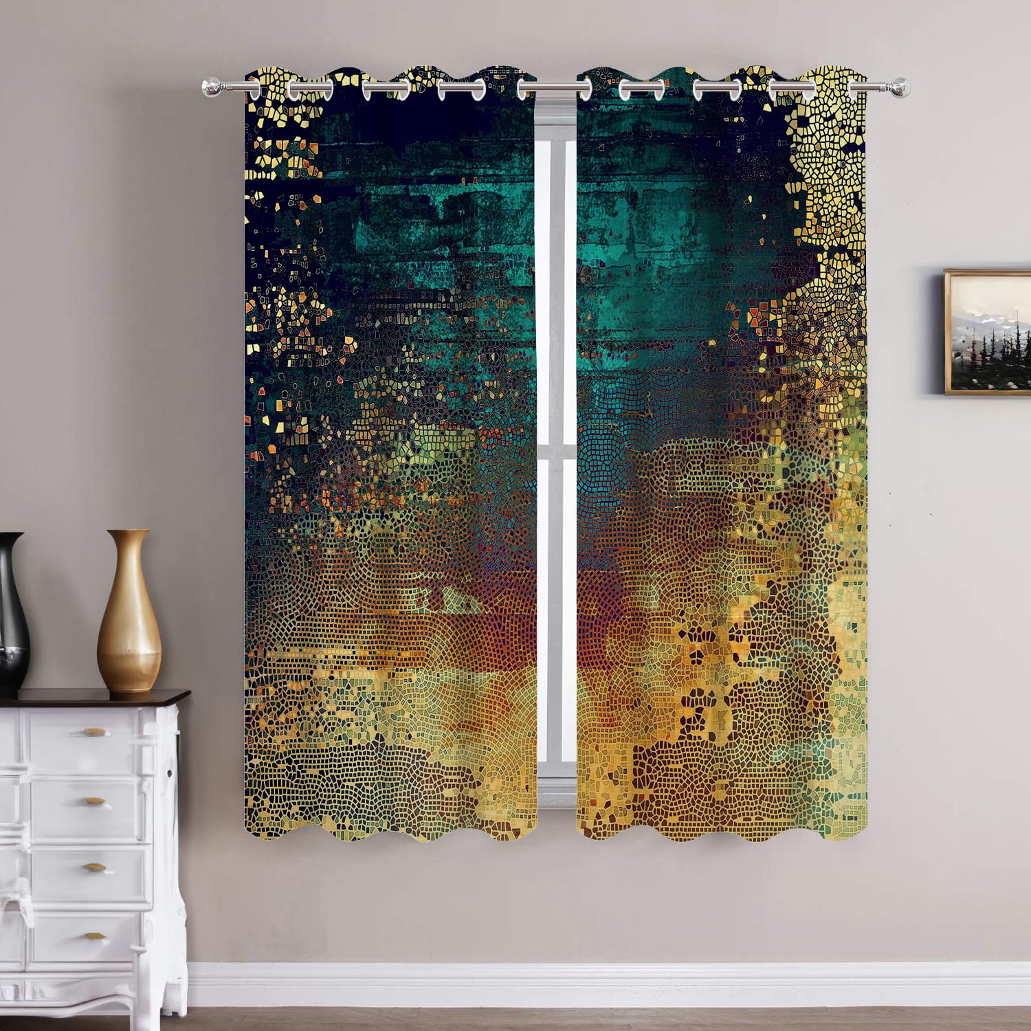 Batmerry Textu Gold Blackout Curtains for