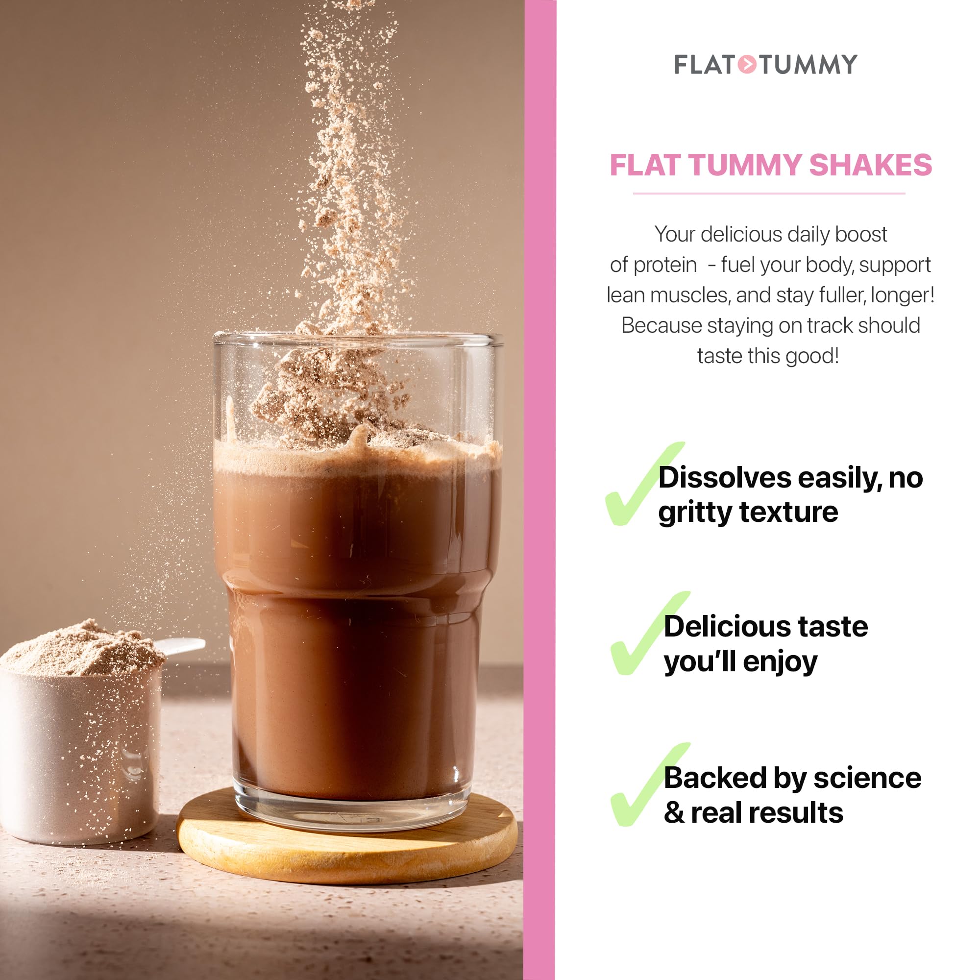 Flat Tummy Shakes - Chocolate, 20 Servings, EBT Eligible – Post GLP-1 Protein Supplement, High Protein, Zero Sugar, Keto-Friendly Meal Replacement with Clinically Studied Morosil®