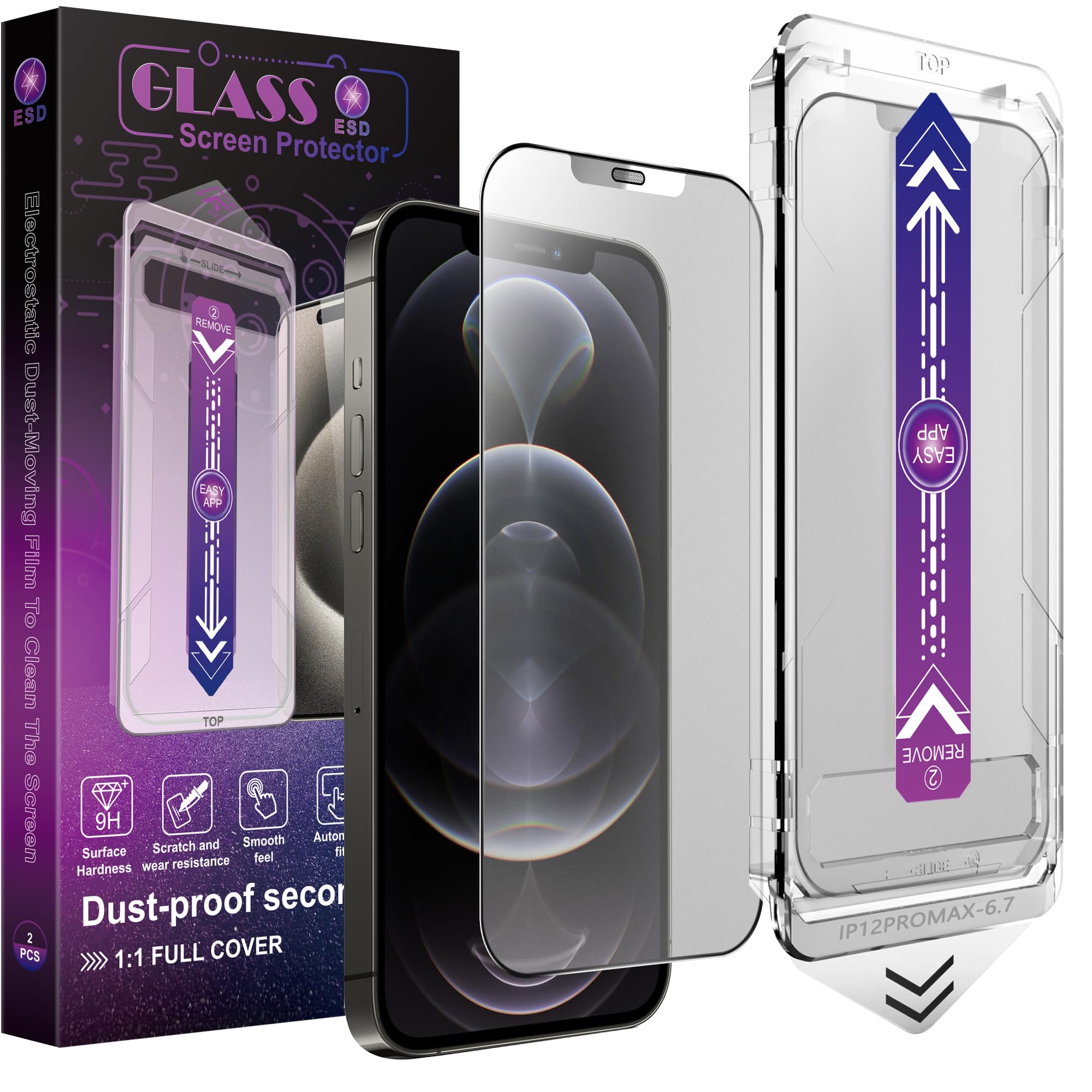 CHISHA 2-Pack Matte Screen Protector for iPhone 12 Pro Max 6.7-Inch, Auto Dust Removal, No Bubbles, High Definition Clear, Easy Installation
