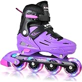 2PM SPORTS Adjustable Inline Skates for Kids, Girls, Boys, Youth and Adults | Beginner friendly; themed styles; buckle &amp; Velcro closure; light-up; soft lining; 2 non-woven bags