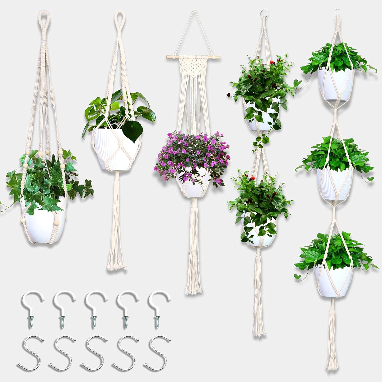 Hanging Outdoor Indoor Hanger Plant Macrame Plant 5 of Set