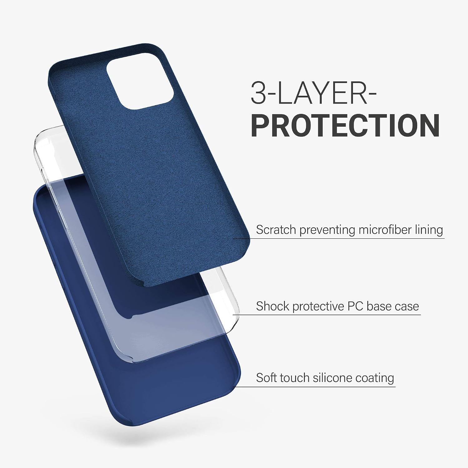 kwmobile Case Compatible with Apple iPhone 12 / iPhone 12 Pro Case - TPU Silicone Phone Cover with Soft Finish - Navy Blue - Image 3