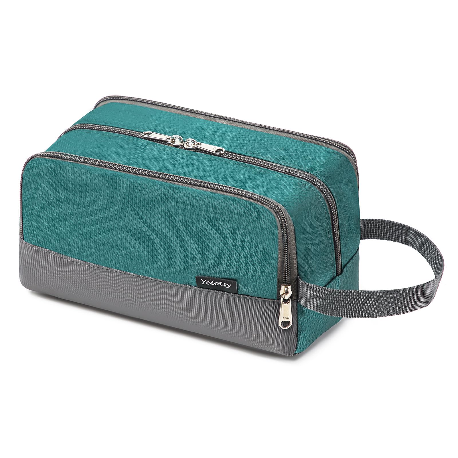 Yeiotsy Boys Toiletry Bag, Kids Travel Wash Bag, Compact Water-Resistant Organiser with Mesh Pockets for Gym, Camping, Hiking (Emerld Green)