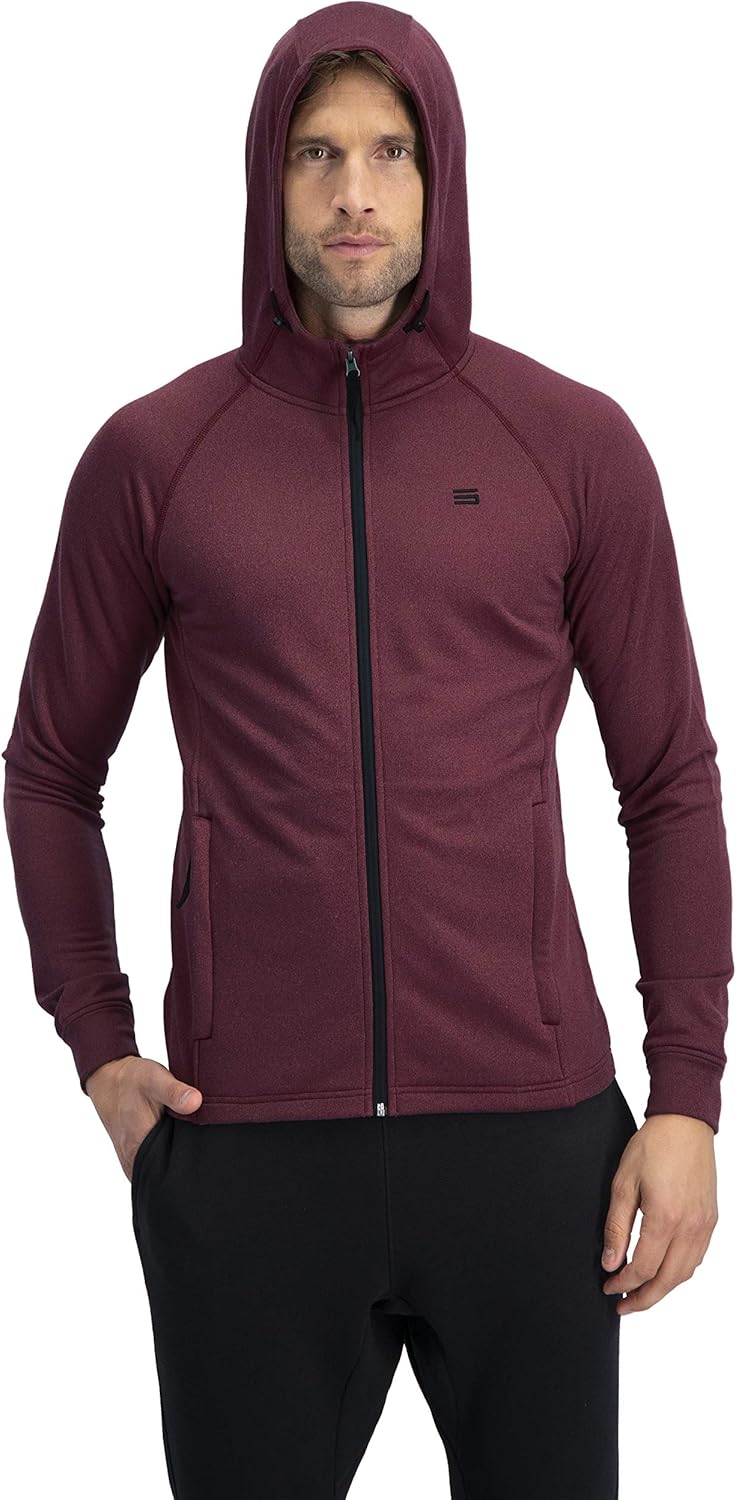 Three Sixty Six Sweatshirts for Men Zip Up Hoodie - Dry Fit Full Zip Jacket, French Terry Fabric: Clothing