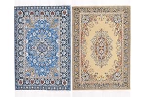 iLAND Miniature Dollhouse Accessories Vintage of Carpet for Dollhouse Furniture on 1/12 Scale and 3” - 12” Dolls, Woven Dollh