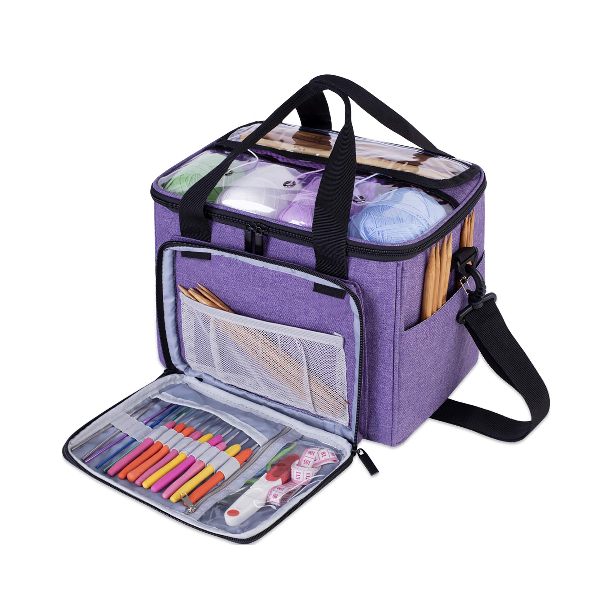 Teamoy Wool Storage Case Suitable For Carrying Knitting/Crochet Wool and Pockets for Accessories (Not Supplied), Lilane, Klein