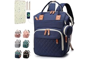 SHITIESHOU Diaper Bag Backpack Baby Bag, Baby Girl Boy Diaper Bag for Dad Mom with Pad, 16 Pockets, Pacifier Case, Large Diaper Bag Unisex for Travel (Blue)