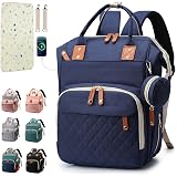 SHITIESHOU Diaper Bag Backpack Baby Bag, Baby Girl Boy Diaper Bag for Dad Mom with Pad, 16 Pockets, Pacifier Case, Large Diaper Bags Unisex for Travel (Blue)