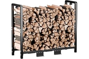 LOCENHU Indoor Firewood Rack can hold up to 220 pounds,3.1FT Outdoor Firewood Racks,Wood Holders Firewood Indoor,Heavy Duty Fire Log Stacker Stand for Outdoor Indoor Fireplace,Black