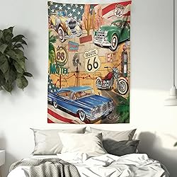 Lunarable Route 66 Tapestry Twin Size, Old