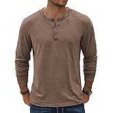 COOFANDY Men's Henley T-Shirt Long Sleeve Casual Lightweight Pullover Shirts Soft Stretch Basic Tees Fall Tops