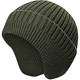 AlturaGo Winter Beanie for Men Women with Earflap, Fleece Lined Beanie Soft Warm Knit Hat Ski Stocking Cuffed Cap