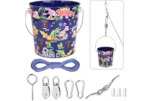 FUQUN Treehouse Accessories for Kids,Pulley with Bucket Cable, Kids Playhouse Accessories, Pulleys for Kids, Pirate Ship Accessories Outdoor, Playhouse Game Accessories (Dinosaur)