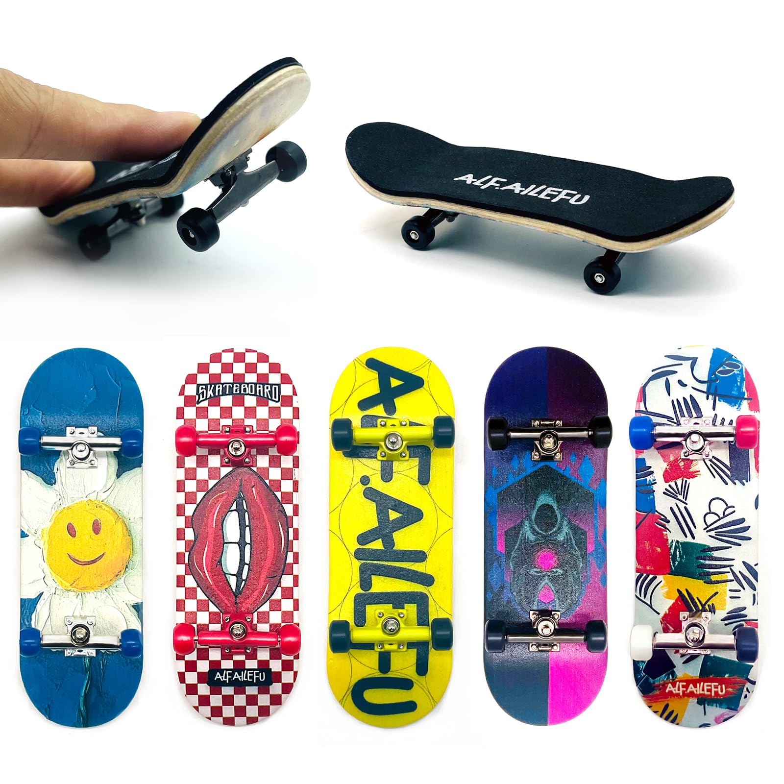 Pro Fingerboard 32mm Wooden Board Professional Finger Skateboard Trucks CNC Wheels with Bearings (Death)