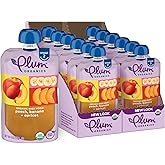Plum Organics - 6+ Months Organic Baby Food - Peach, Banana & Apricot - Non-GMO - Fruit & Veggie Blends On-The-Go Pouches for Baby & Toddler Meals - Quality Tested Ingredients - 4 oz (Pack Of 12)
