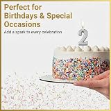 SHATCHI Birthday Number 2 Candle Silver Cake Topper Party Decor view 5