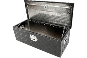Aikosin 30 Inch Aluminum Black Plated Truck Tool Box Pickup Bed Storage, Waterproof Underbody Tongue Box with Lock and Key for RVs, ATVs, Trailer & Truck (30"x13"x10")