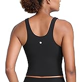 CRZ YOGA Butterlift Racerback Crop Tank Tops for Women - U Neck Yoga Padded Longline Sports Bras Pilates Workout