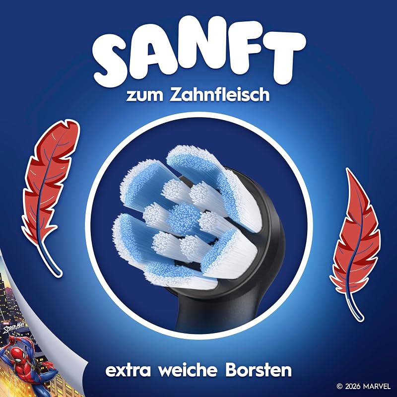 iO Aufsteckbürsten Kids 6+ Marvel Spiderman, Schwarz, 4 Stück