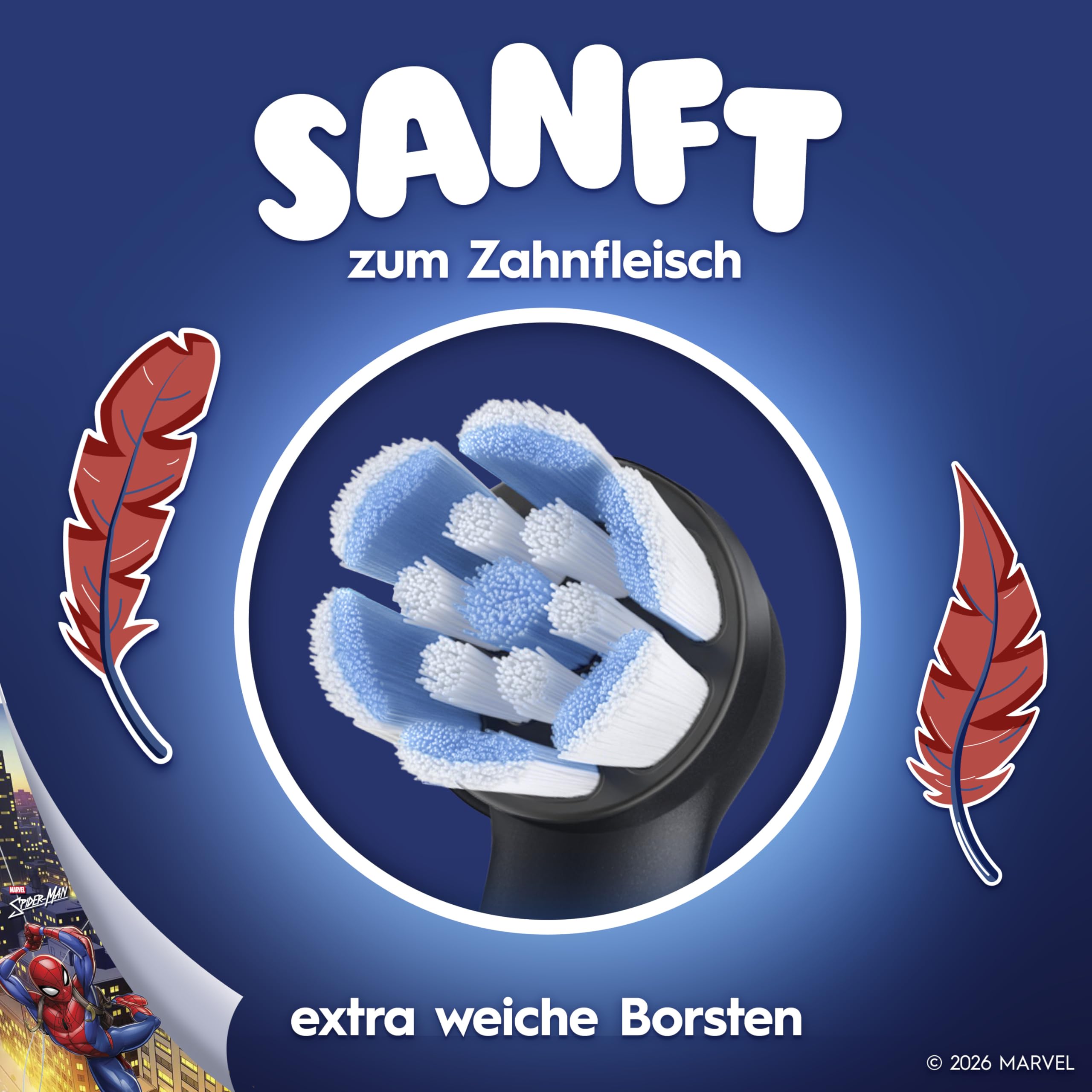 Oral-B iO Aufsteckbürsten Kids 6+ Marvel Spiderman, Schwarz, 8 Stück - Original Zahnbürstenaufsatz für Elektrische Zahnbürste für Kinder ab 6 Jahren, Zahnbürstenköpfe, Sanft Zu Zähnen Und Zahnfleisch 5